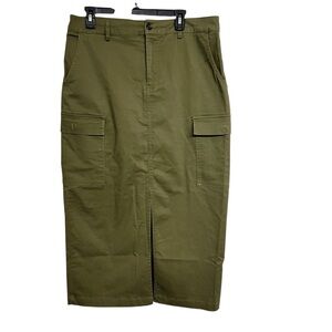 Jason Wu Army Green Cargo Midi Skirt Front Slit Large